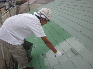 屋根 上塗り！