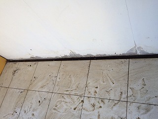 続いてこちらの溝埋め工事です。横殴りの雨が降ると雨水が溜まってしまい、外壁が吸い込んでしまっていました。