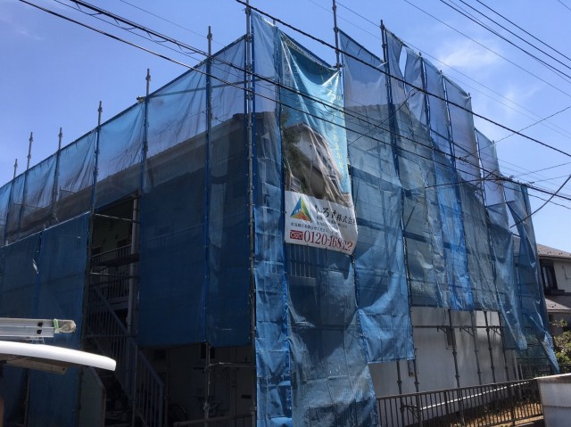 松戸市アパート 屋根・外壁塗装着工
