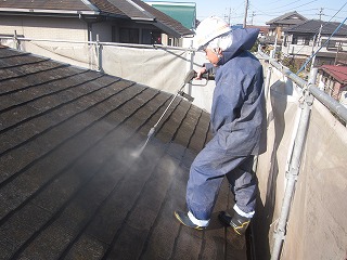 成田市屋根　高圧バイオ洗浄