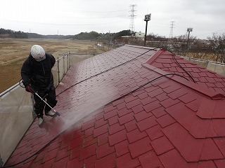 神崎町屋根　高圧バイオ洗浄