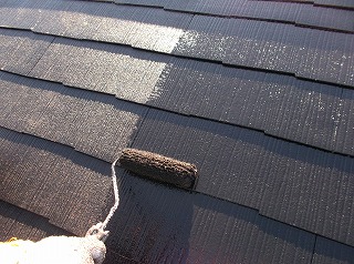 佐倉市屋根　上塗り塗装