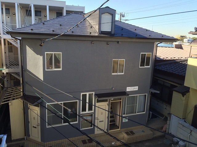 市川市アパートでこちらも屋根・外壁にフッ素塗料で全塗装！